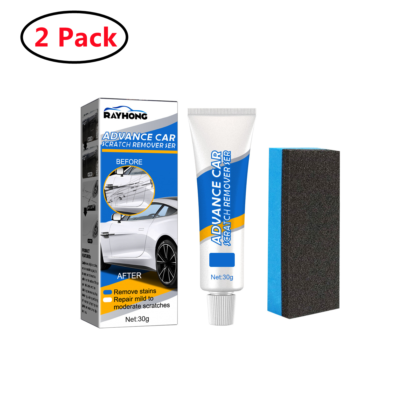 2 Pack Scratch and Swirl Remover-Ultimate Car Scratch Remover - Polish & Paint Restorer - Easily Repair Paint Scratches, Scratches, Size: One size